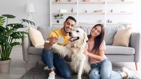 family with dog